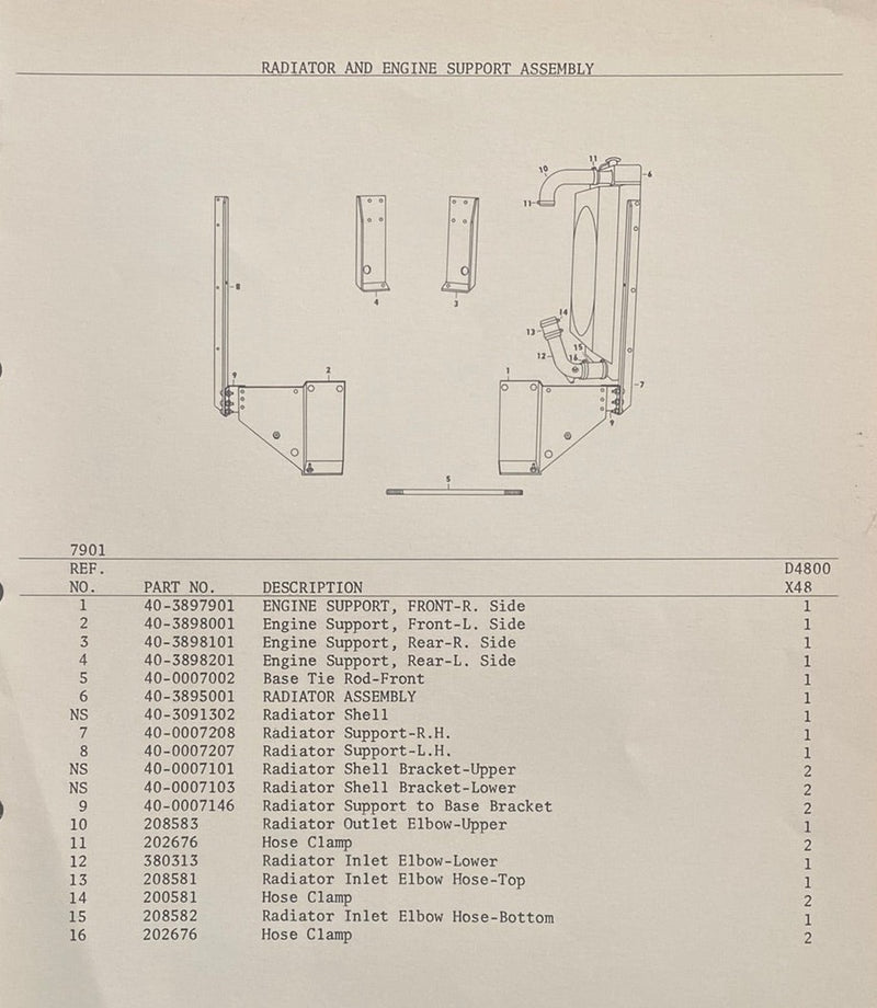 208581 Hose, Suction side lower hose D 4800 Hercules, White diesel engine