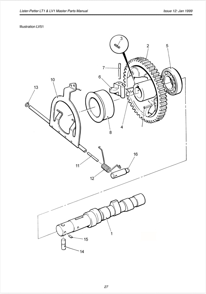 601-20910 Pin pivot, Commonly used through out the Lister Petter line of engines. LT, LV, TS, TR, TX