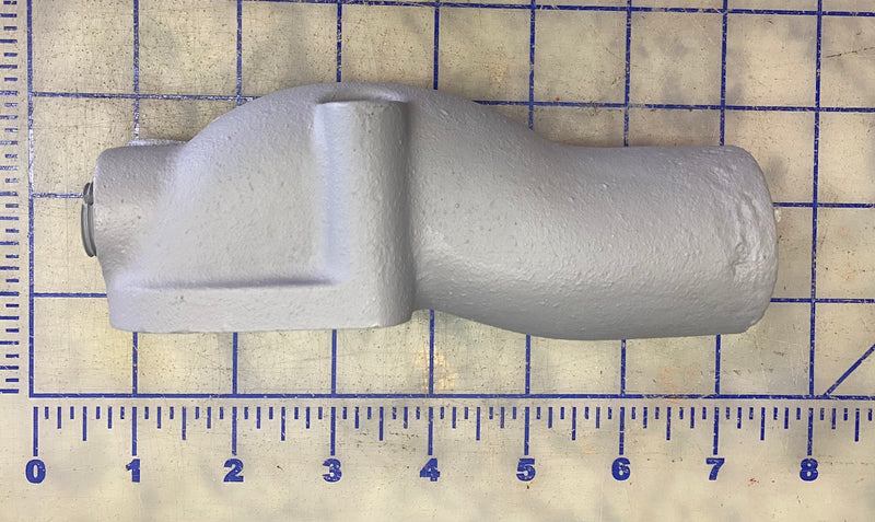 255367C Pipe, Water inlet. This water inlet pipe is used on the Hercules water pumps. The hose end measures 1 3/4.