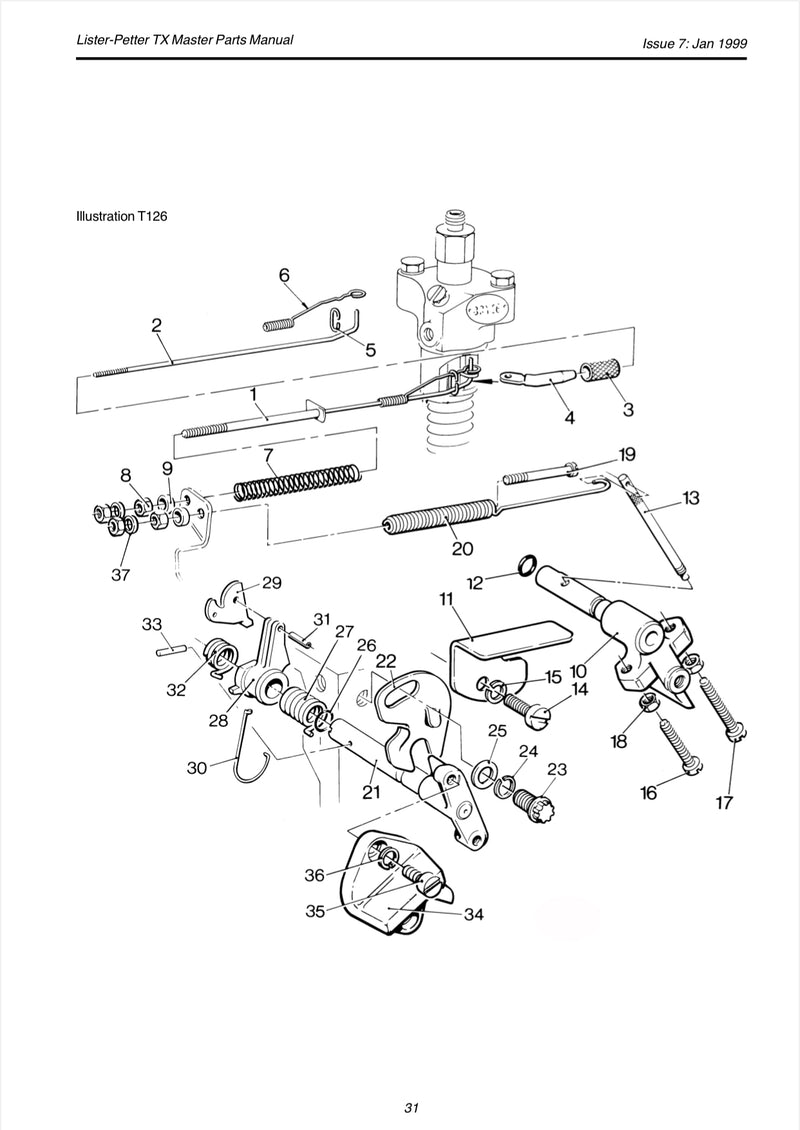 201-31340 Governor lever spring, used on the TX, TS and TR series line of engines.