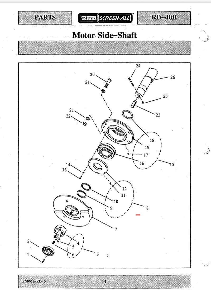 11404 Seal, Shaft seal for Read Screen-All Screen, Model RD-40. This is the special “notched” seal