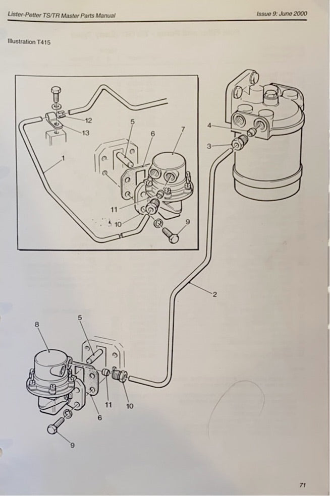 201-30550 Push rod, fuel lift pump push rod, used with the Lister Petter TS/TR series engines