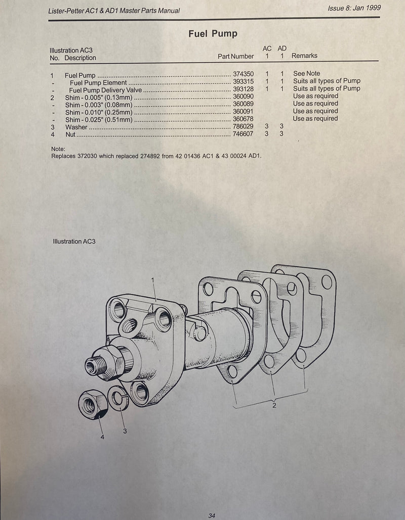 374350, 299783 AC1 Fuel Pump