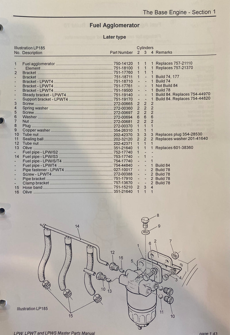 754-17740 Fuel Pipe for a 4 cylinder LPW/S/T Alpha series engine