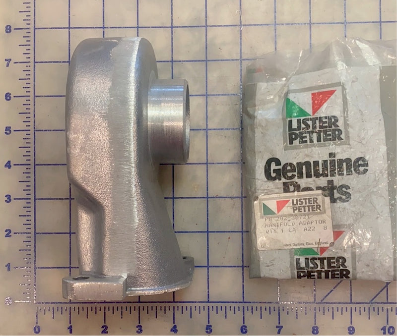 Lister Petter Manifold adaptor 202-38721, fits TR and TS 2 and 3 model engines that are using the Cooper style air cleaner
