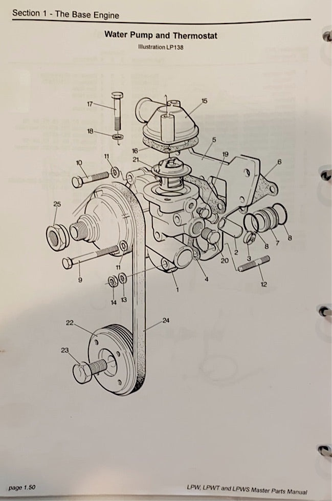 601-20691 Lister Petter O ring seal, Used between the water pump and the engine. block.