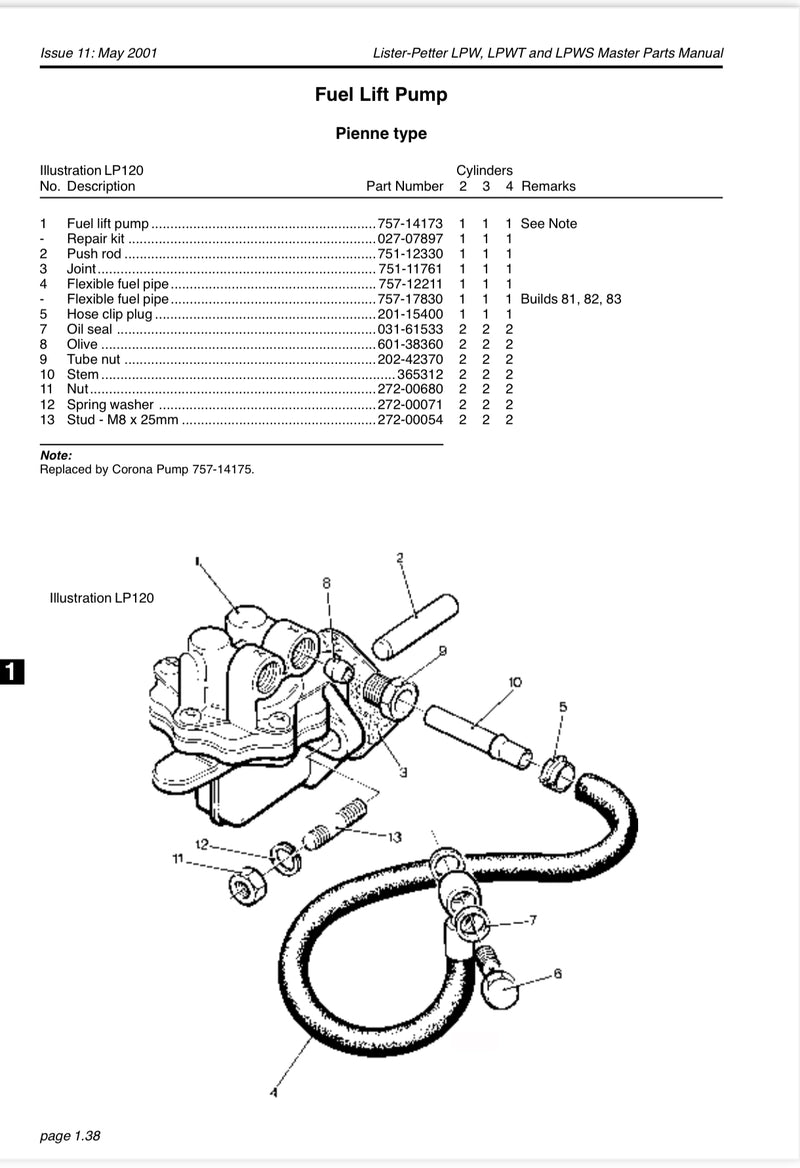757-12211 Fuel Pipe, used in the area of the fuel lift pumps on a LPA, LPW/S model of engines.