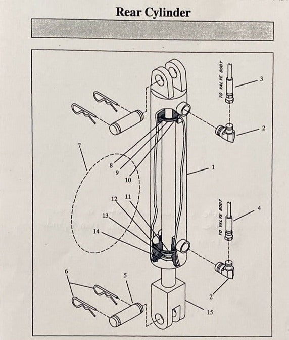 10363/3897 Front/Rear Hydraulic cylinder, used on the RD-40 and the RD-90 screens.
