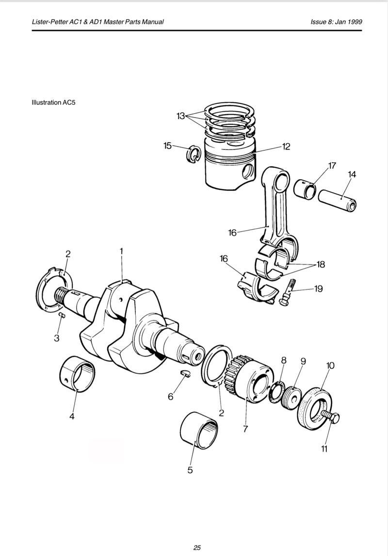 363846 Piston ring set, for Lister Petter AC1 Series 2 and the AD1 engines.