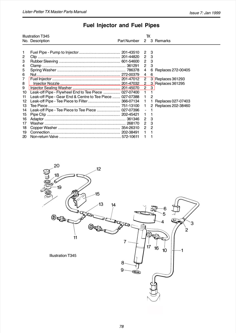 201-43510 Fuel pipe, Used on the TX series engines, from the pump to the injectors.