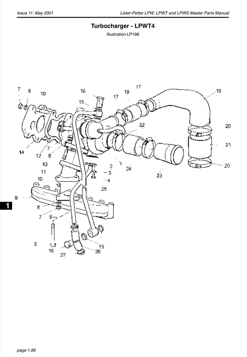Lister Petter Turbo Flange Joint/gasket part number 754-42531, used on The LPWT 4 cylinder Lister Petter engine.