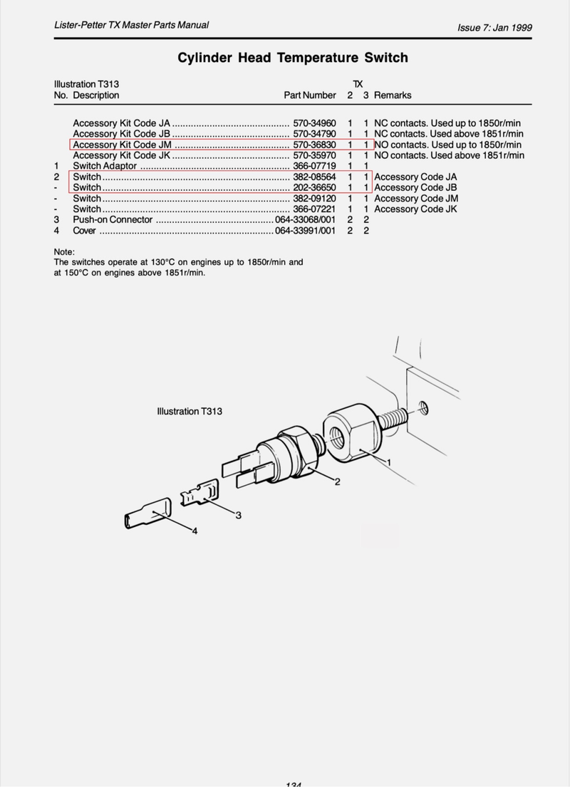 Lister Petter Hi temperature switch 570-34790 commonly used on the Read Screen-all products