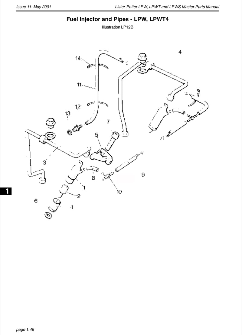 751-13100 Lister Petter Fuel Return Tee, used on the LPW series engines