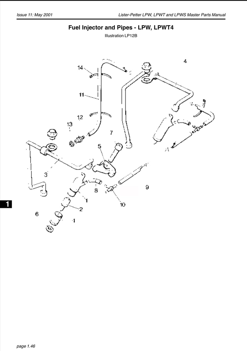 751-10244 Injector pipe assembly, used on the Lister Petter LPW and LPWT series engine.