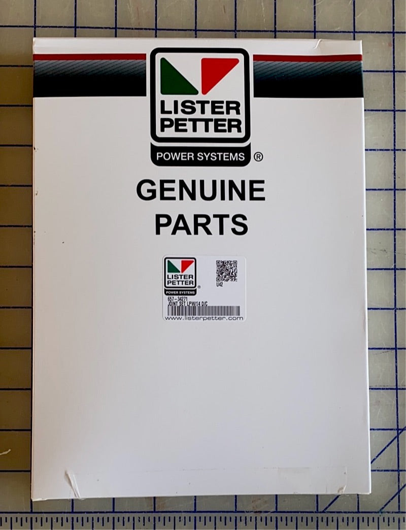 657-34271 LPW/S4 DeCarbon/Top end set. This gasket set is for a Lister Petter LPW/S  4 cylinder.