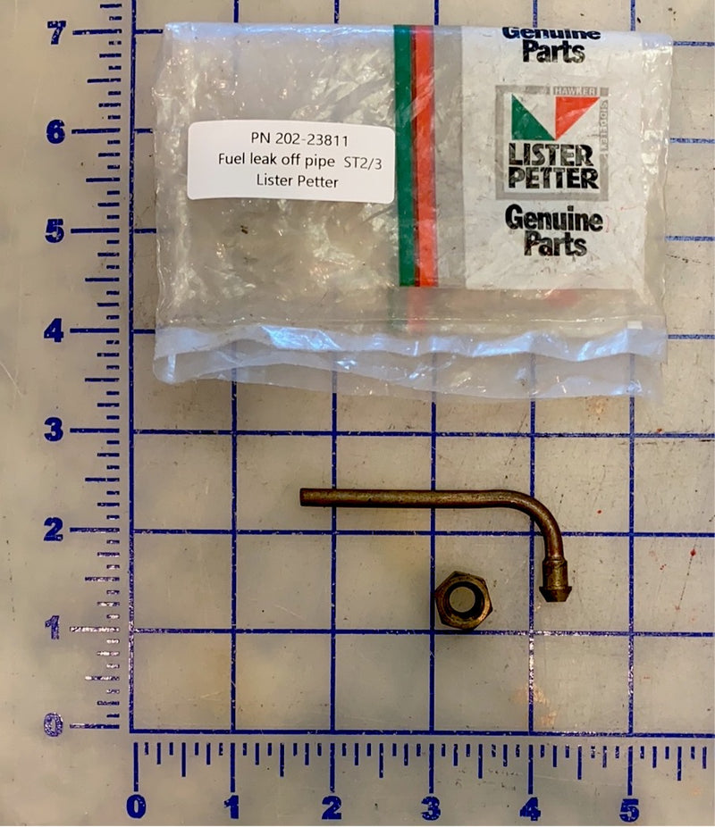 202-23811 Lister Petter fuel leak off  pipe, This item fitsthe  ST2 and 3 model engines