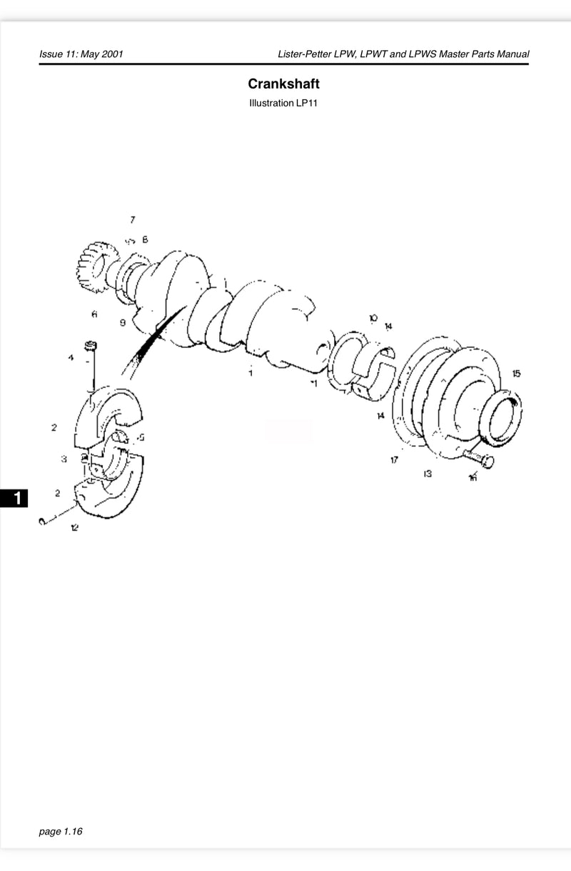 Lister Petter Center bearing assembly 750-11250/50, used on a Lister Petter  LPA, LPW/G/S/T model engines