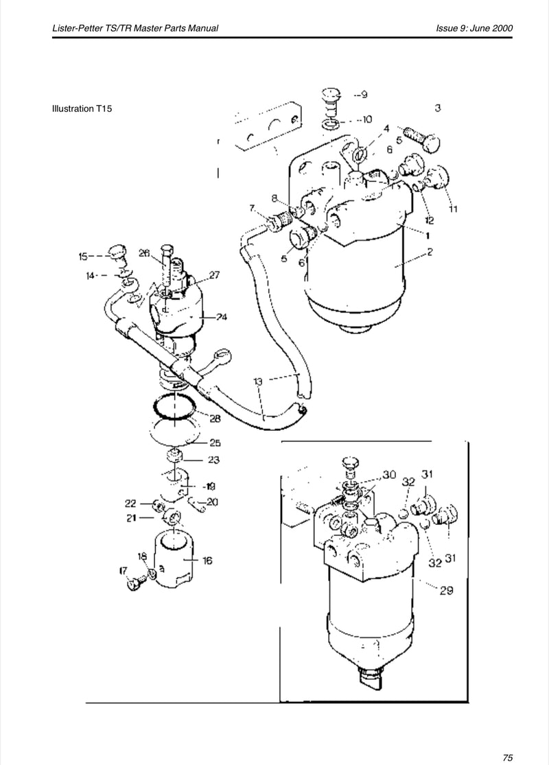 201-46300 Fuel pipe assembly, used on a TS/TR 1 single cylinder Lister Petter engine