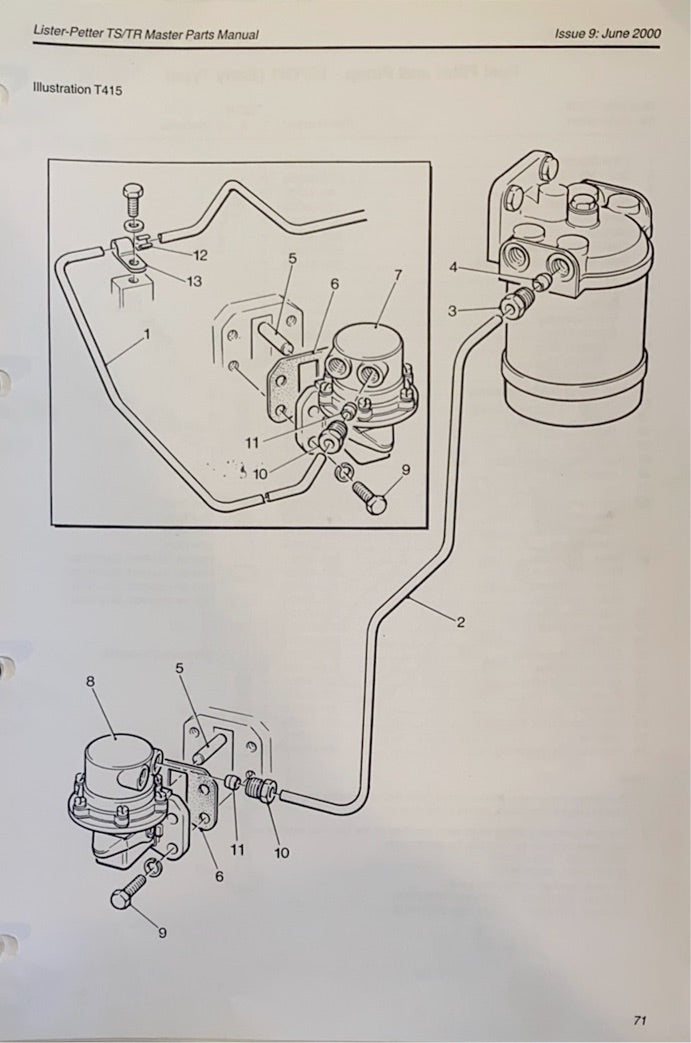 570-34700 Fuel lift pump kit, used with the Lister Petter model TS/TR 3 engines.